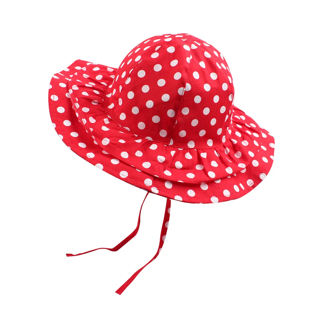 Bow Dots Baby Girls Hat Polka Panama Summer Sun Hat Cotton Cute Baby Bucket Hat For Girls Lace Princess Cap Baby Girls Clothing (2)