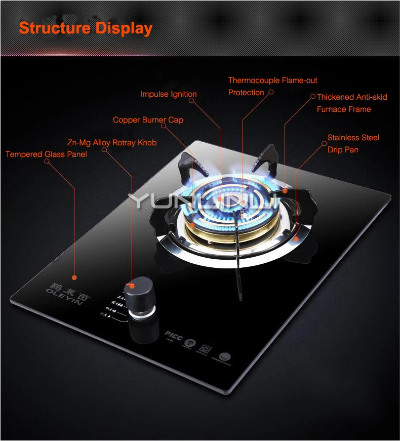 YUNLINLI газовая плита энергосберегающая Домашняя Плита Газовая энергосберегающая пожарная плита защита от термопары JZY-G610T
