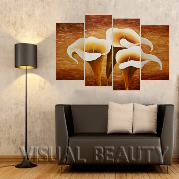 Us 26 97 5 Off 100 Handpainted Well Designed Trumpet Flower Painting For Living Room Decoration Oil Painting Unframed In Painting Calligraphy
