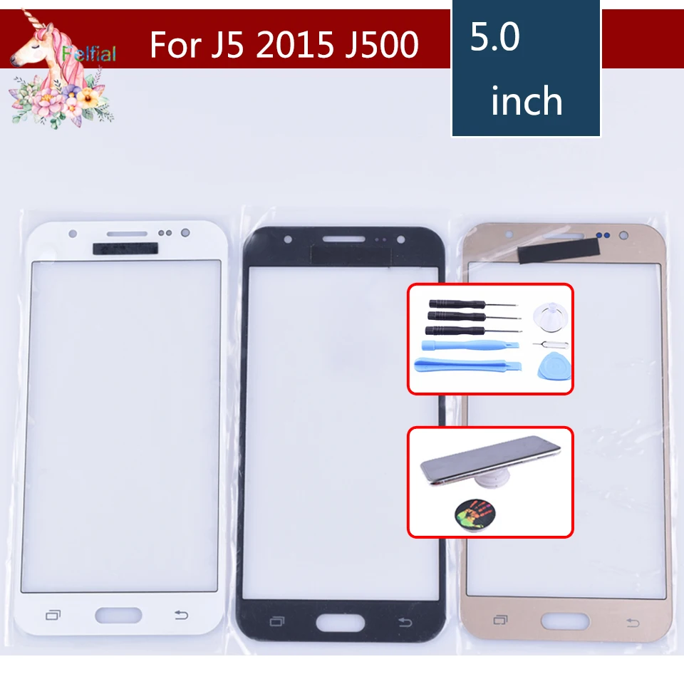 

10pcs/lot For Samsung Galaxy J5 2015 J500 J500H J500FN J500F J500M SM-J500F Touch Screen Front Glass Panel LCD Outer Lens