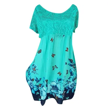 

2019 MAXIORILL New платье Women Summer Casual Short Sleeve Lace Printed Above Knee Party Dress Sundress Wholesale y3