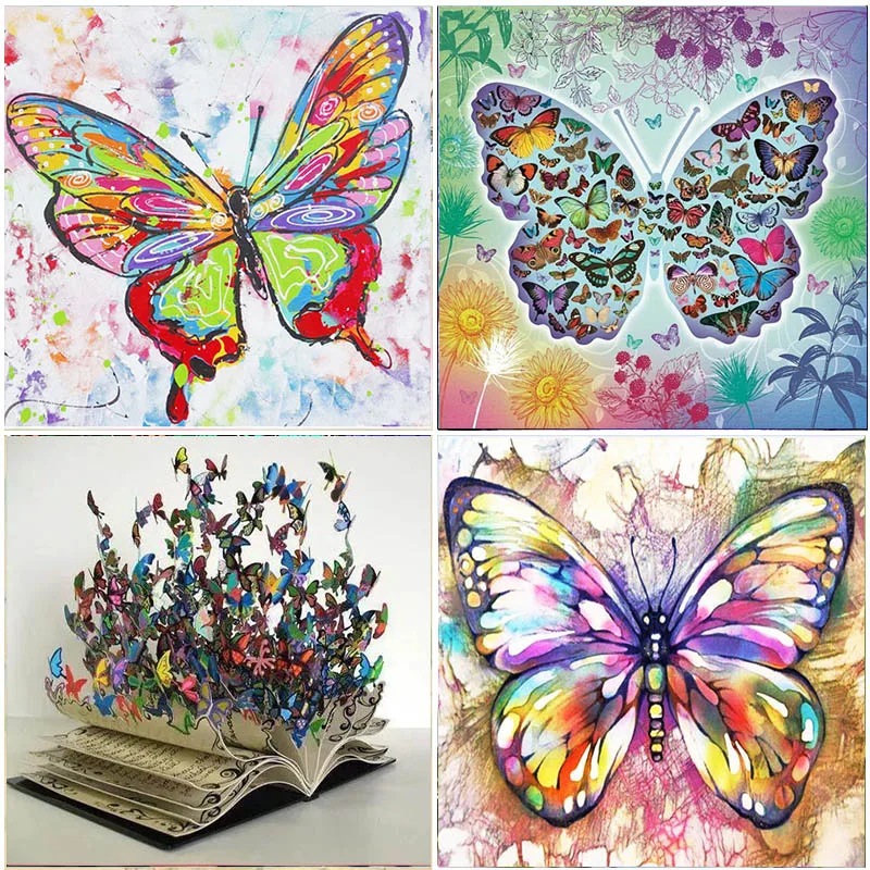 

5D DIY Diamond Embroidery Colors Butterfly Flowers Full Square Drill Kit Butterflies Home Decorations Cross Stitch Wall Painting