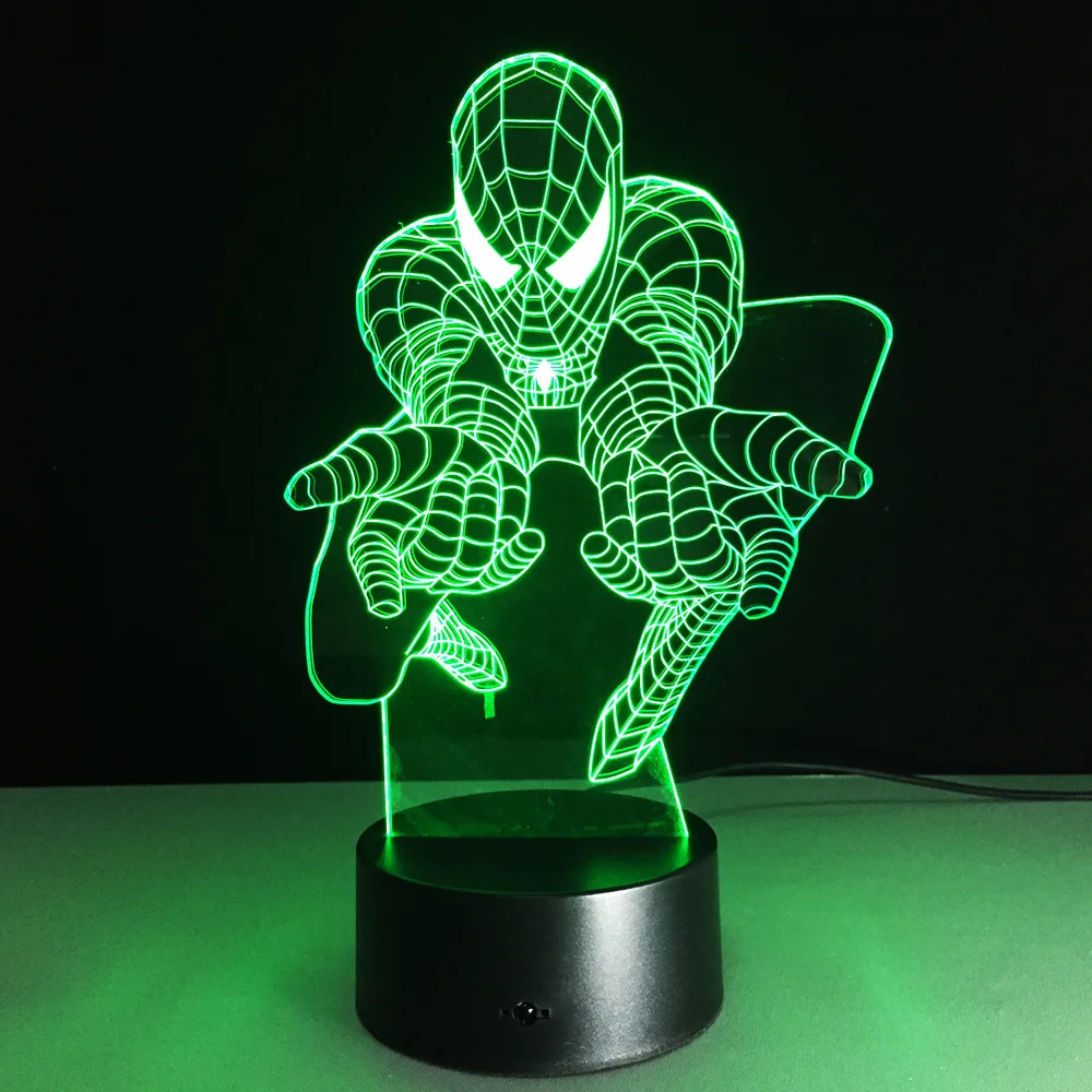 

N062 3D Spider Man Action figure Model Style LED lamp 7 Color Changing Atmosphere Bedroom Lamp Home Table Decor lamp