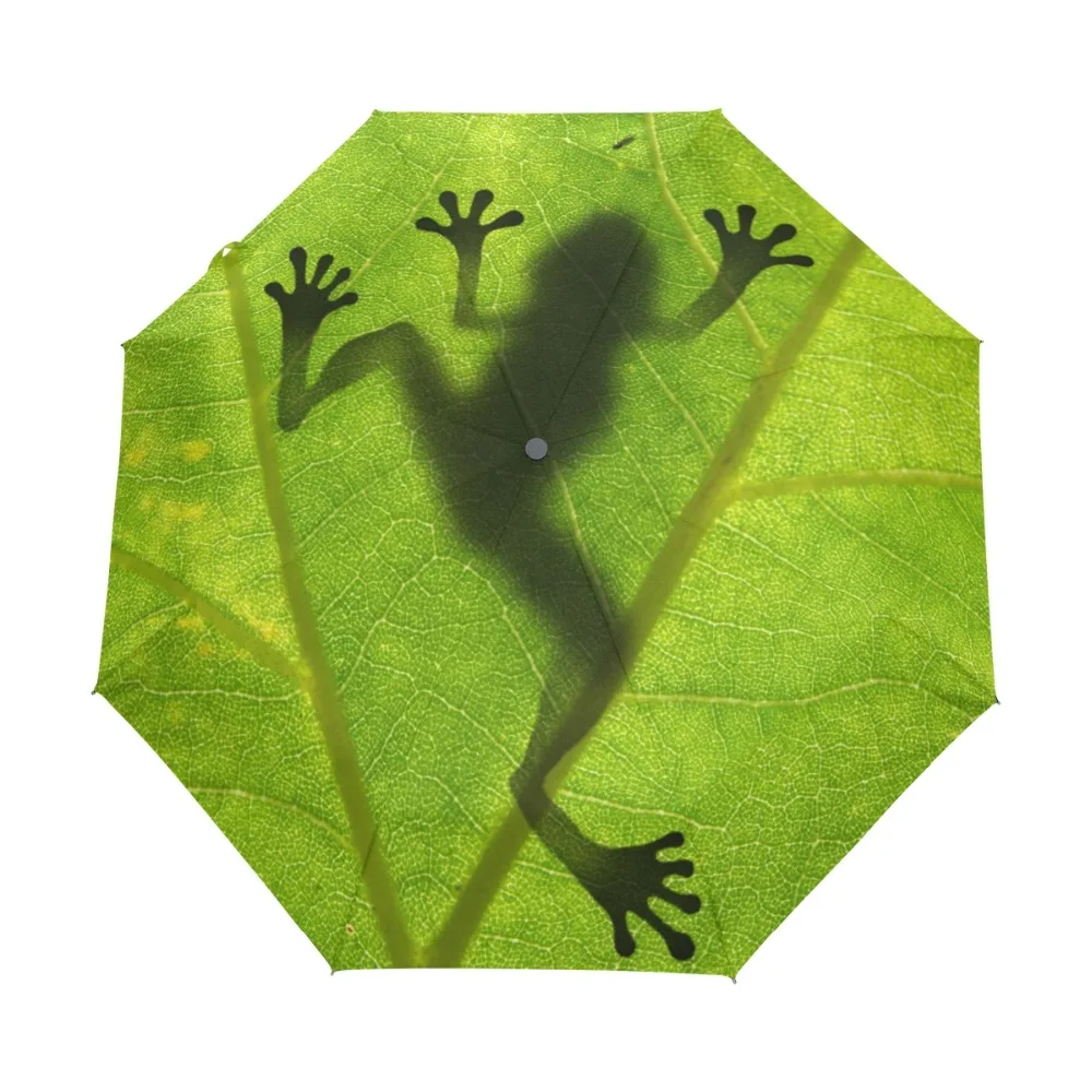 

2017 New Creative Frog Child Umbrella Three Folding Green Umbrella Rain Women Sunscreen Anti UV Brand Umbrellas