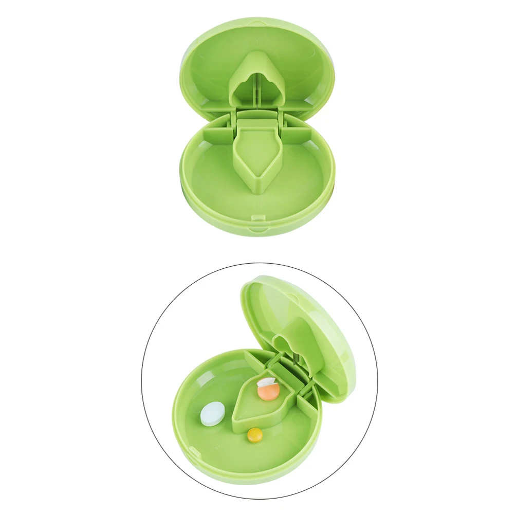 

1pc Pill Cutter Box Round Multifunctional Pill Cutter Medicine Box