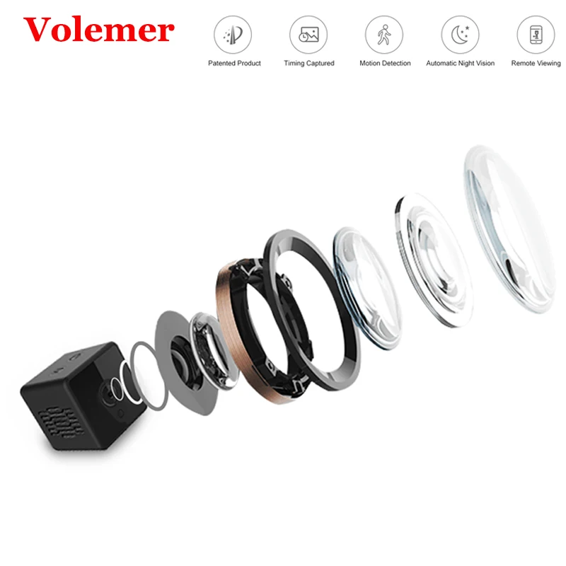 

volemer mini camera Wireless WiFi 140 Degree HD 720p IR Night Vision Motion Detection Home Security video cam for ios Android