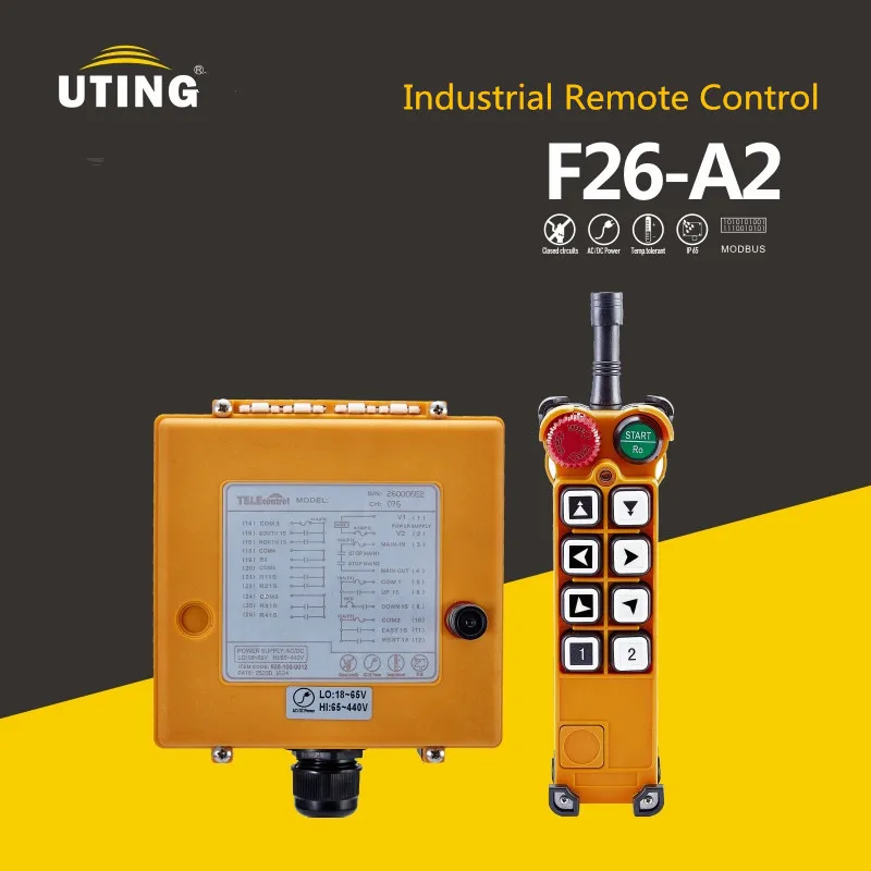 

2 double speed button and 6 single speed buttons Radio Industrial remote control VHF:310-331 Mhz 18-65V