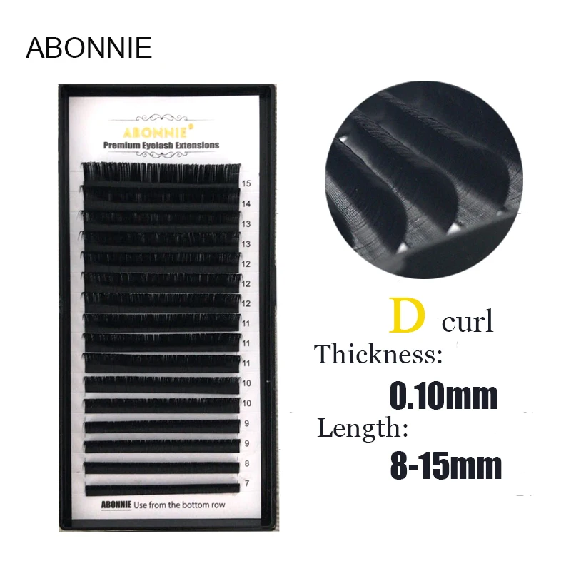 Ресницы Abonnie 16 рядов 1 Тушь 010D Curl 7-17 мм Длина для наращивания ресниц норковые