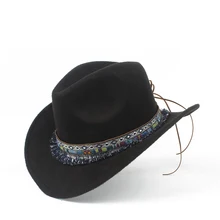 Женская шерстяная открытая западная ковбойская шляпа с откатными полями элегантная женская Outblack Sombrero Hombre джаз шляпа размер 56-58
