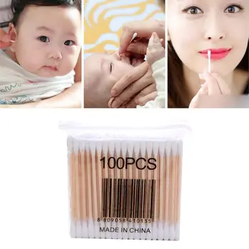 

1 Pack Wooden Cotton Swabs Double-Tipped Multipurpose Safety Nose Ear Cleaning Buds Stick Dust-Free Sterile Makeup Cosmetic Tool
