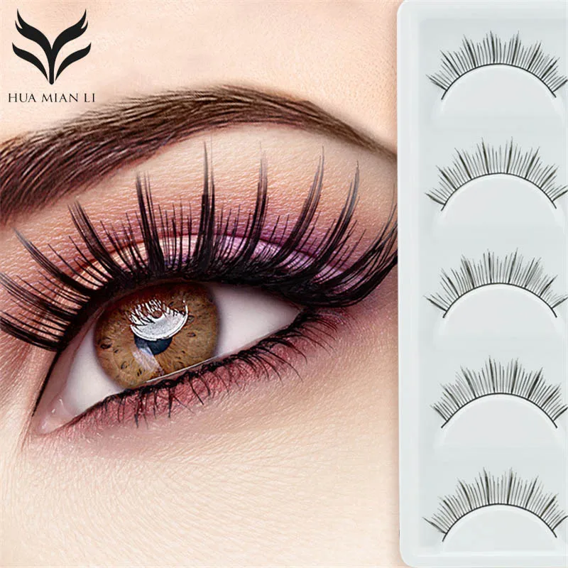 5 Pairs Black False Eyelashes Handmade Slender Natural Bare Makeup Fake Eyelash Crisscross Extension Cosmetic Long | Красота и