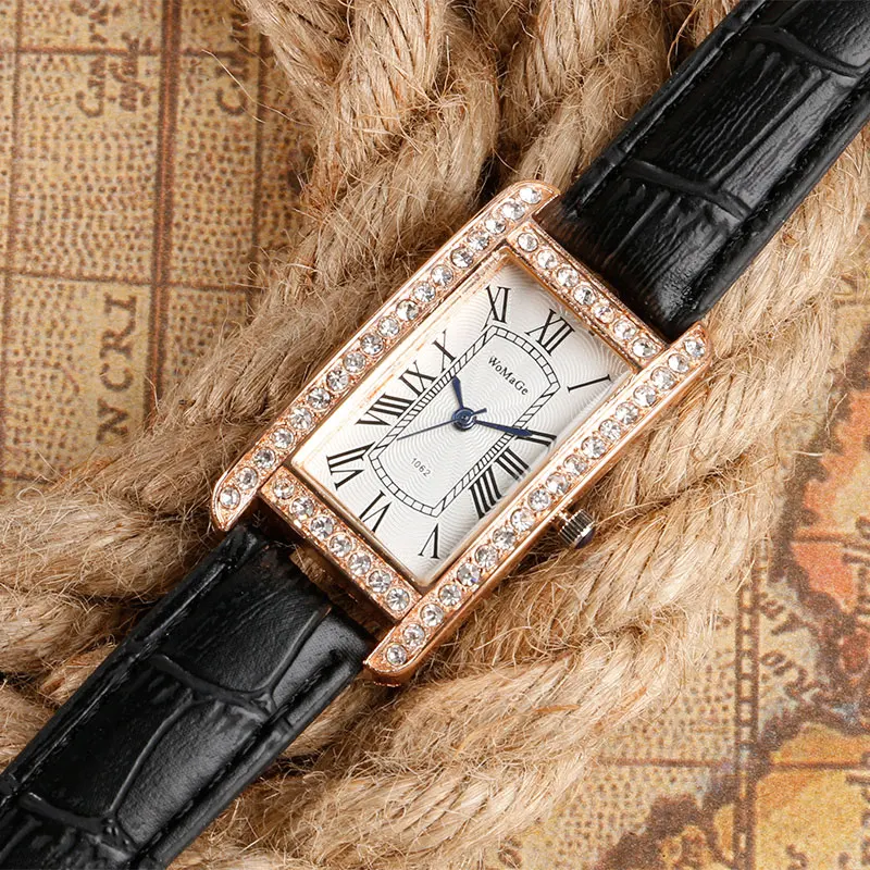 Luxury Brand Women Rhinestone Watches Lady Diamond Classic Dress Leather Band Business Fashion Trendy Bracelet Relogio Clock | Наручные