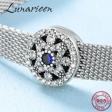 Серебро 925 пробы сверкающие CZ элегантные вечные цветочные бусы-клипсы подходят к оригинальному отражению клип Шарм браслет ювелирные изделия