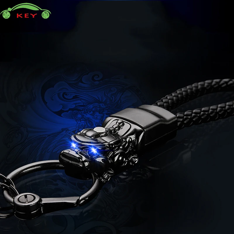 

Upscale Brave Troops LED Light Car Keychain for Abarth Haval Yamaha smart Nissan Toyota Suzuki Key Ring Auto Metal Men Keyring