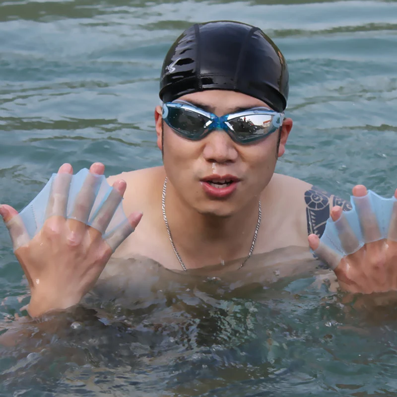 Лягушка силиконовые ручные Плавающие Плавники наручники ласты для плавания Пальмовые вебины перчатки весло для улучшения скольжения перчатка для плавания оборудование