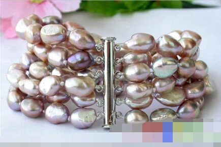 

free shipping 01245 6ROW lavender BAROQUE FRESHWATER CULTURED PEARL BRACELET