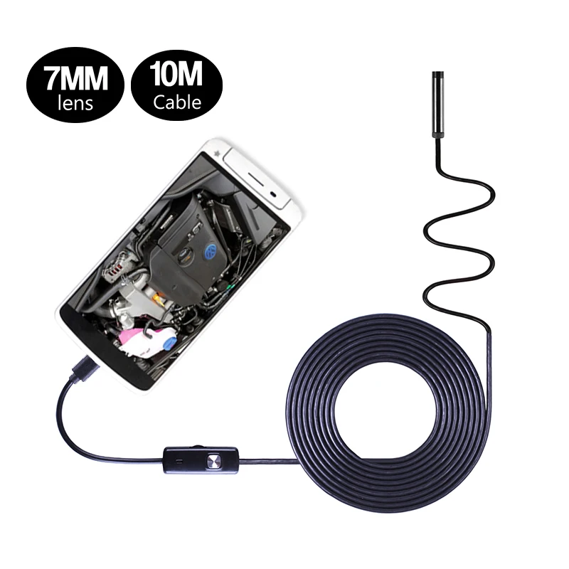 

Android Endoscope 7mm Lens 10m soft/hard Cable Waterproof USB Endoscopy snake Camera Endoscopio car Inspection Borescope Camera