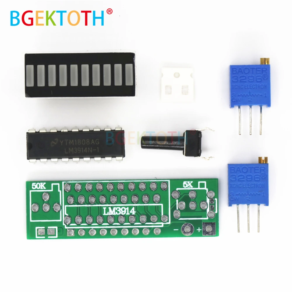 

Electronic Diy Kits LM3914 Display Board 3.7V Lithium Battery Capacity Indicator Module LED Power Level Tester 12V Li-lion Lipo
