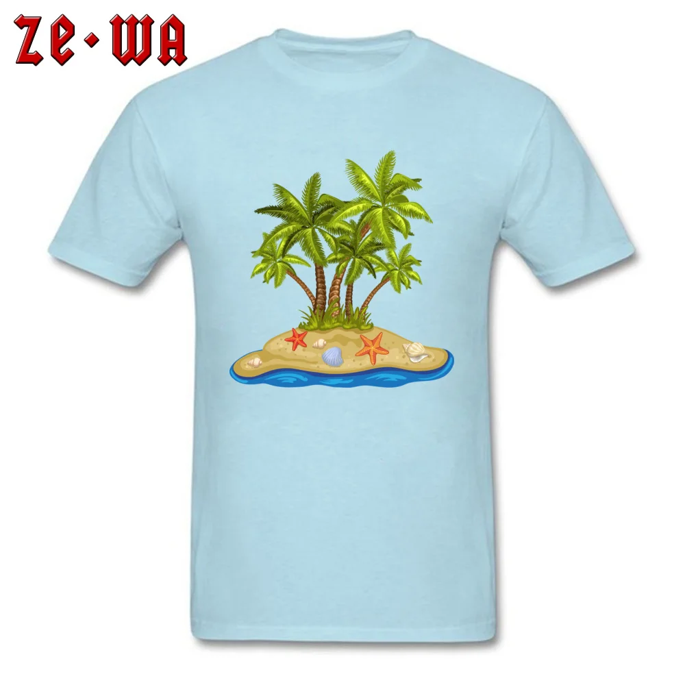 cartoon summer beach coconut tree Short Sleeve Tops Shirts O-Neck Pure Cotton Men Tshirts Summer Tops T Shirt Prevalent cartoon summer beach coconut tree light