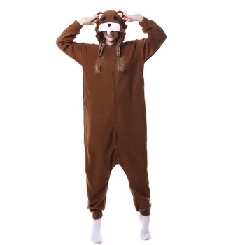 

Polar Fleece Unisex Adult Backkom Pajamas Kigurumi Cosplay Costume Animal BearJumpsuit Sleepwear