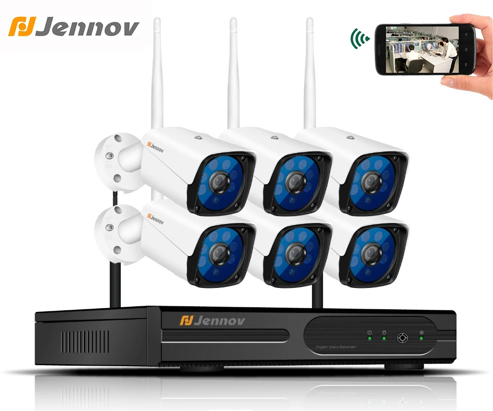 

Jennov 8CH 2.0MP Video Surveillance Kit Security Camera System Wireless NVR Wi-Fi CCTV Set 1080P Wifi Outdoor IP Cam 3.6mm Lens