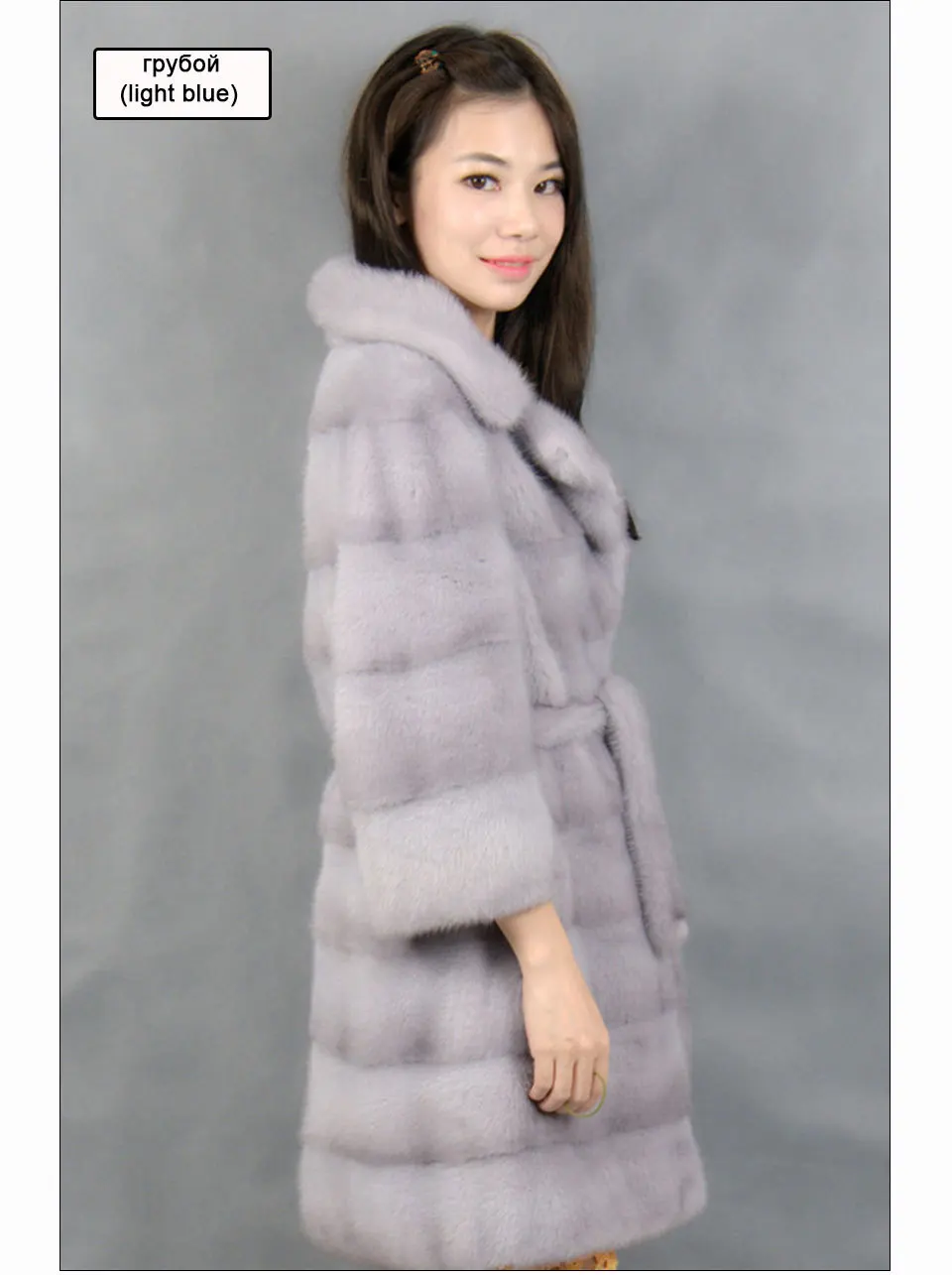 Discount Genuine mink fur coat with  turn-down collar light color 100% natural mink fur coa t2019 4