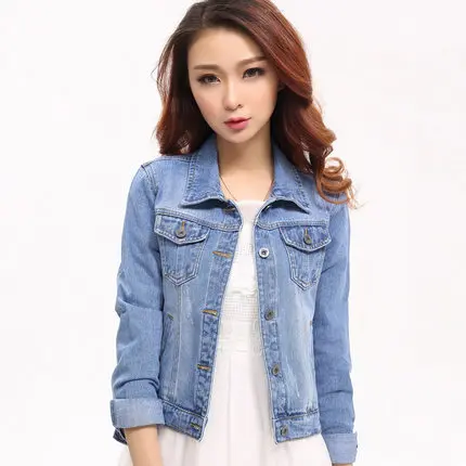 Light blue Весенняя женская мотоциклетная джинсовая короткая куртка новая Корейская Harajuku Осенняя модная верхняя одежда женская трендовая тонкая куртка-бомбер XY516 - Цвет: Light blue