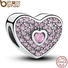 Encantos Aptos Collar Pulsera Original 925 Plata Esterlina Amor Rosado de Lujo CZ Beads PAS132
