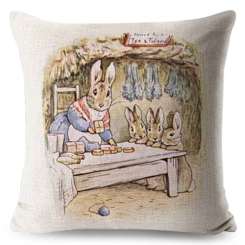 Наволочка для подушки с рисунком кролика Питера, наволочка для подушки, чехол для подушки с изображением животных, чехол для подушки для домашнего дивана, декоративный чехол для подушки
