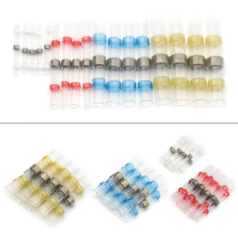 

50PCS Waterproof Soldering Sleeve Seal Insulated Butt Wire Connectors Heat Shrink Solde Terminals Set