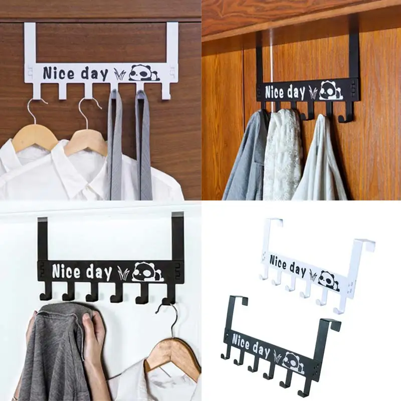 

6-Hook Bathroom Organizer Hanger Titanium Steel Home Kitchen Hooks Over Door Hanging Storage Rack Holder Organizer Hanger LXY9