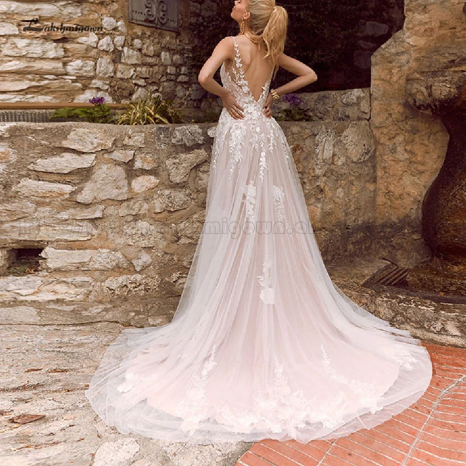 Женское богемное свадебное платье lakshmidress винтажное кружевное с розовой