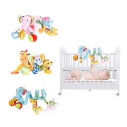 3 вида стилей новая детская кровать плюшевые Круг Круглый слон жираф кукла новорожденных Кровать Круглый с Звук Животного Дети мобильный