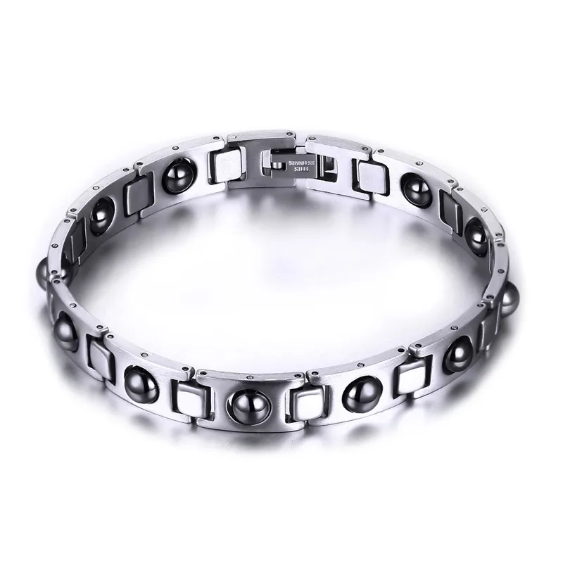 Fashion Mens Health Therapy Bracelets Stainless Steel Hematite