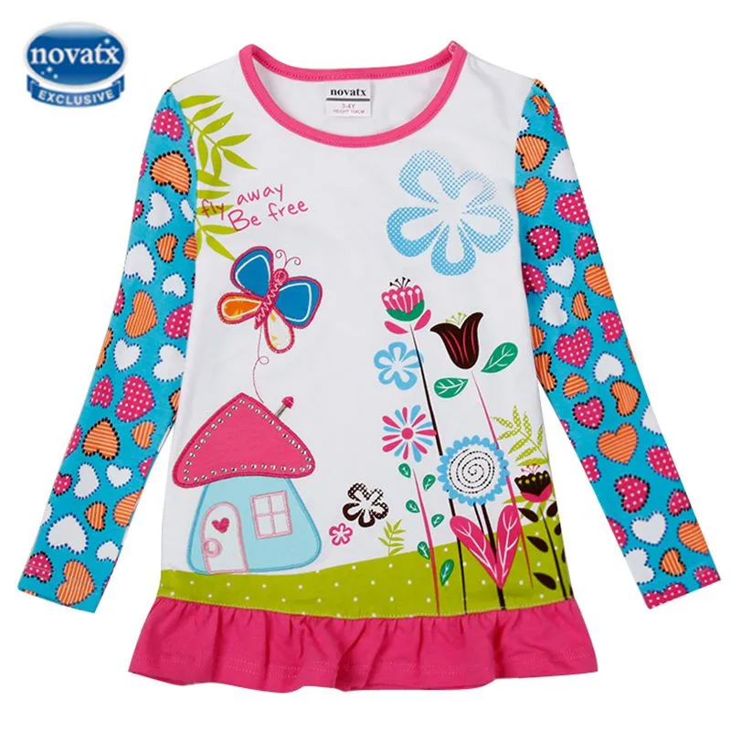 nova baby t shirts for girls spring autumn casual butterfly floral