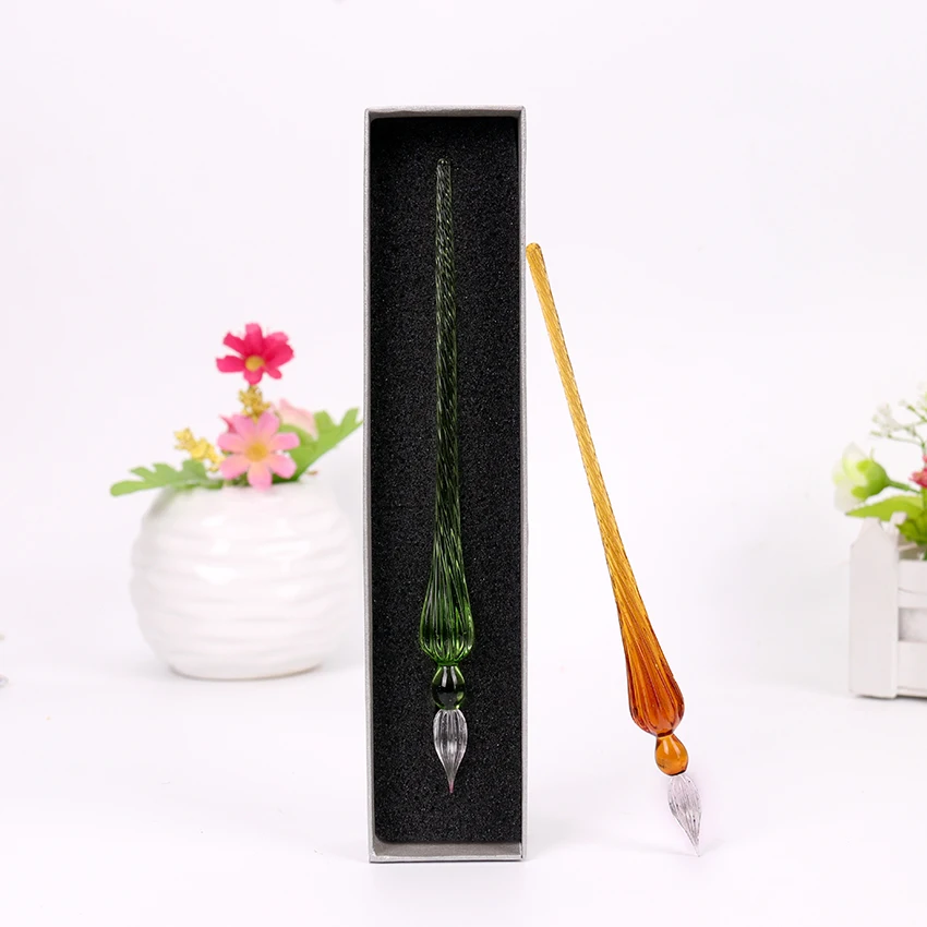 

1PC Fashion Creative Glass Pen Dipping Water Pen Business School Office Stationery Couple Valentine Day Gift