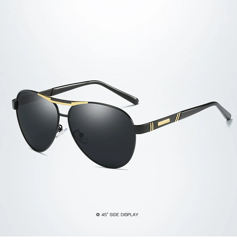 Для мужчин поляризованные зеркальные Овальные Солнцезащитные очки черные линзы в золотистой оправе Цвет UV400 с коробкой, чехол