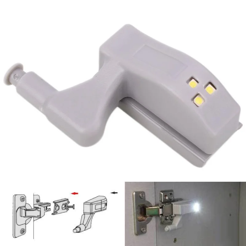 cheap 10pcs Universal LED Under Cabinet Light Closet Wardrobe Sensor Light Cupboard Inner Hinge Lamp Home Kitchen Night Light