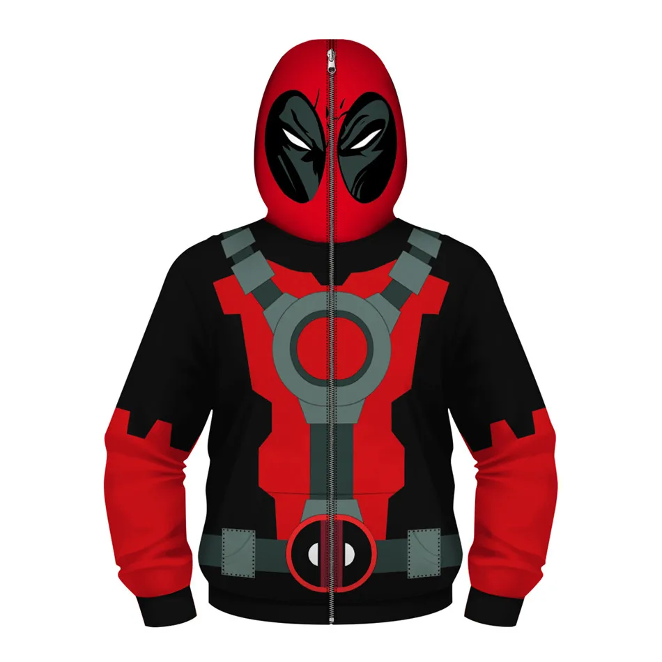 Children Cartoon font b Anime b font Deadpool Cosplay Coat Superhero Hooded Zipper Design Boy Girl