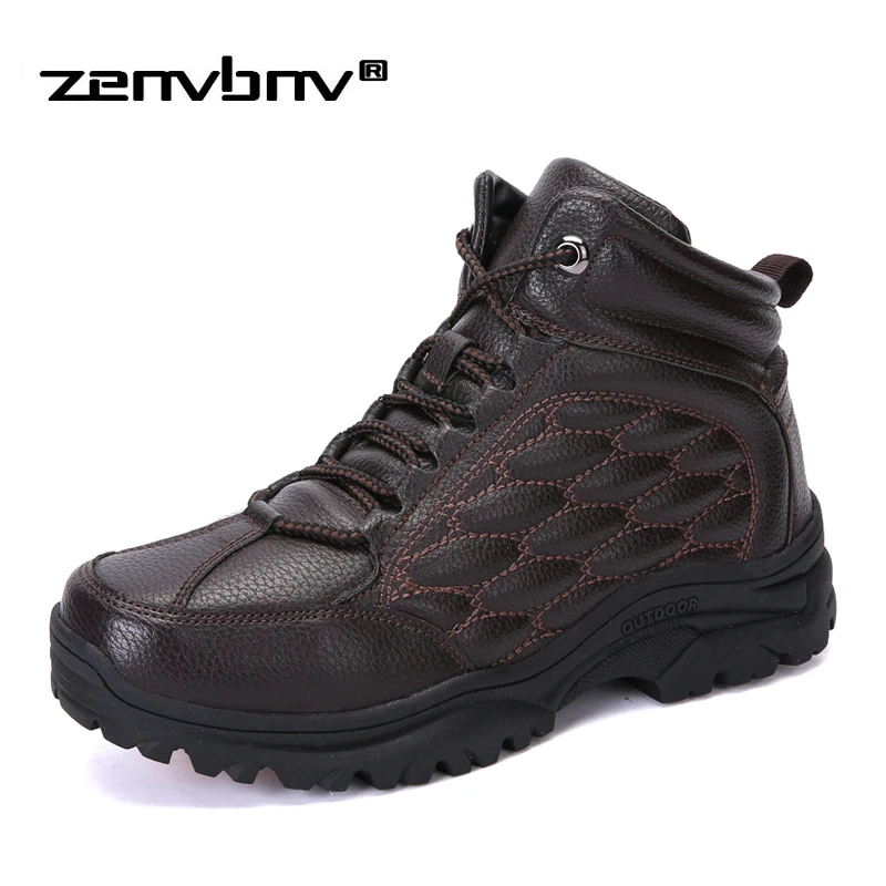 

2018 New Men Boots Desert Fashion Plush Fur Inside Winter Warm Snow Boots Outdoor Sport Casual Cheap Ankle Boots Male Work Shoes