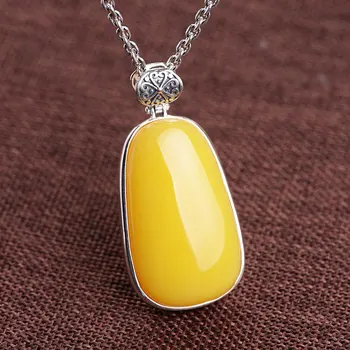 

FNJ 925 Silver Lotus Pendant Flower Yellow Chalcedony Stone Punk Original Pure S925 Thai Silver Pendants for Men Jewelry Making