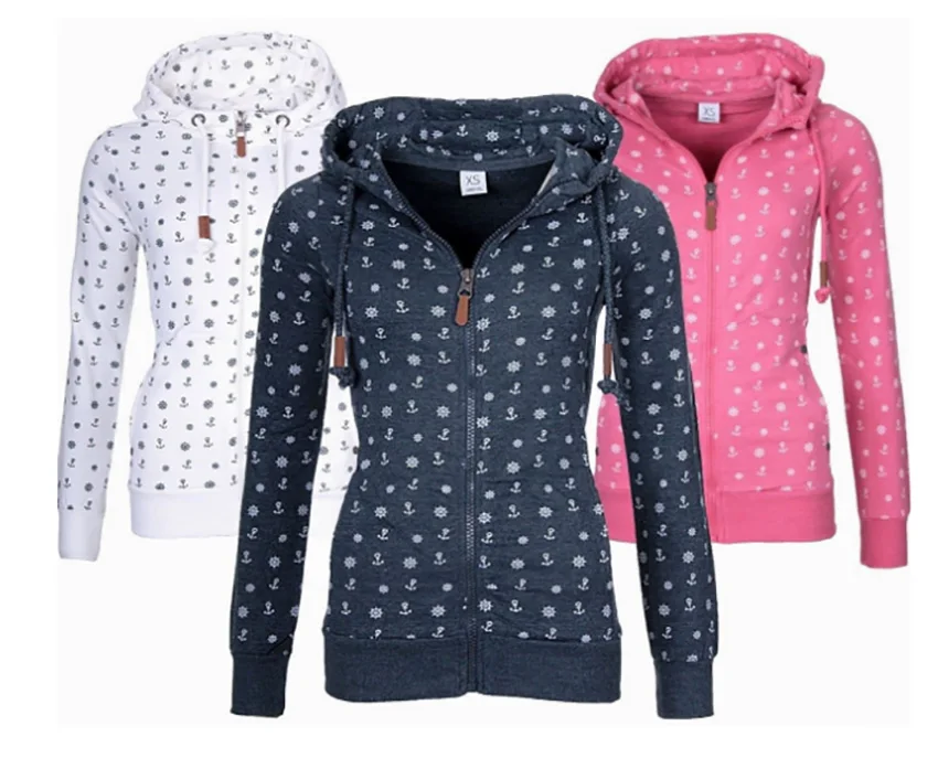 

Flying ROC women casual long sleeve sweatshirt plus size autumn winter hooded clothing femme zip-up tops