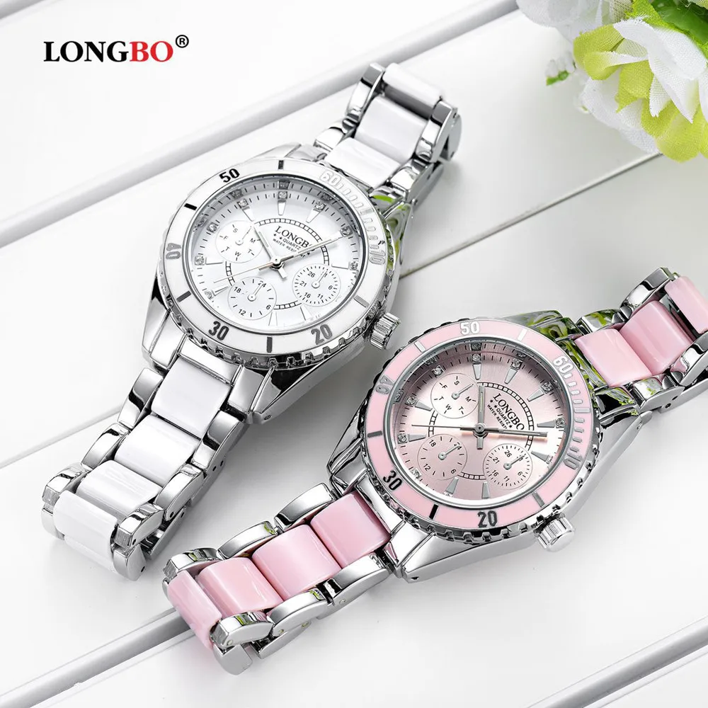 LONGBO Brand Fashion Watch Women Luxury Business Ceramic And Alloy Bracelet Wristwatch Bilateral Press Button Gift Dropshipping LONGBO Brand Fashion Watch Women Luxury Business Ceramic And Alloy Bracelet Wristwatch Bilateral Press Button Gift Dropshipping