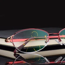 Lntelligence прогрессивные Мультифокальные коммерческие очки для чтения бифокальные красные женские очки по рецепту полный набор для чтения 501