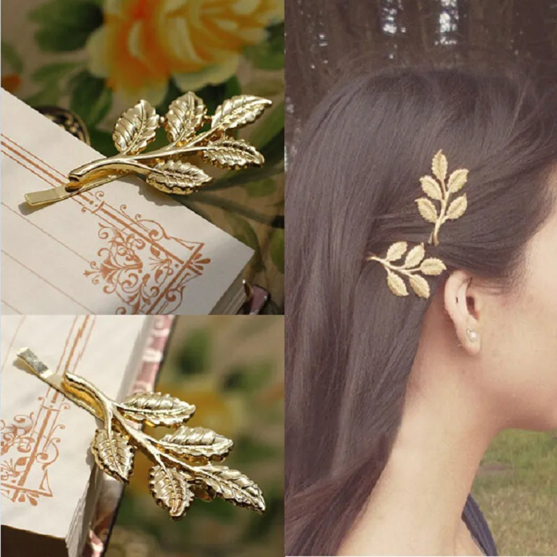 New Woman Bride Metal Leaf Hair Clips Pearl Hairpin Beautiful And Elegant Girls barrettes Hair Accessories Fashion Two Type