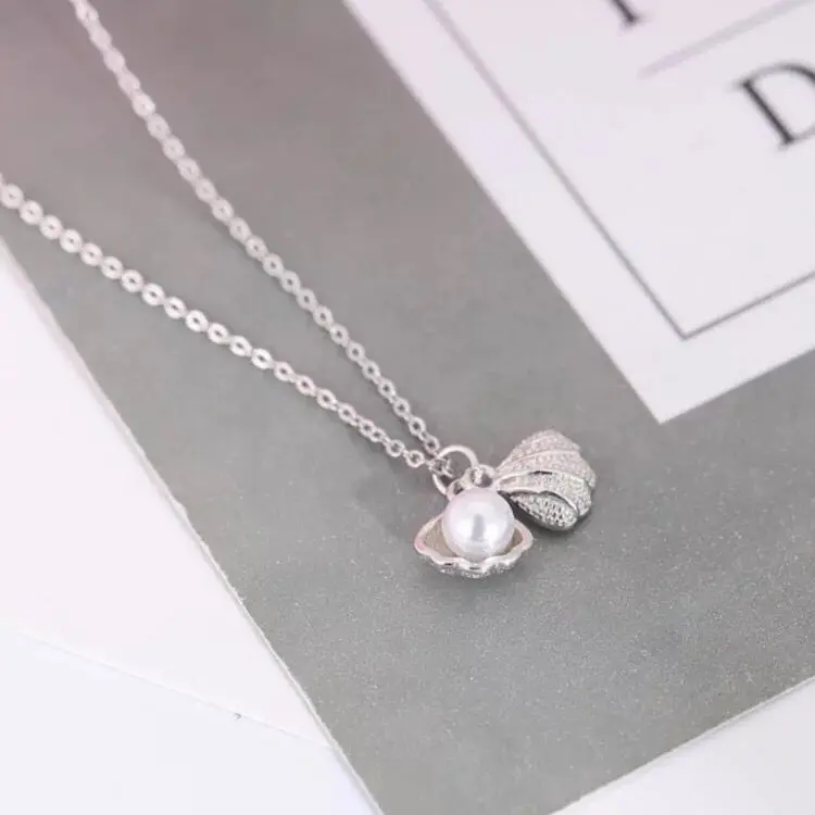 

S925 sterling silver necklace fashion shell necklace female temperament pearl silver jewelry DD11