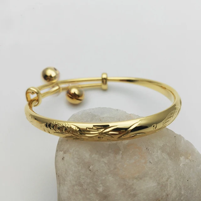 Children's Jewelry Gold Color Adjustable Birds Embossing Bells Charms