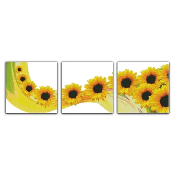 

Everlasting Love Sunflower（triptych）chinese Cross Stitch Kits Ecological Cotton Stamped Printed 14 DIY Gift Christmas Decoration
