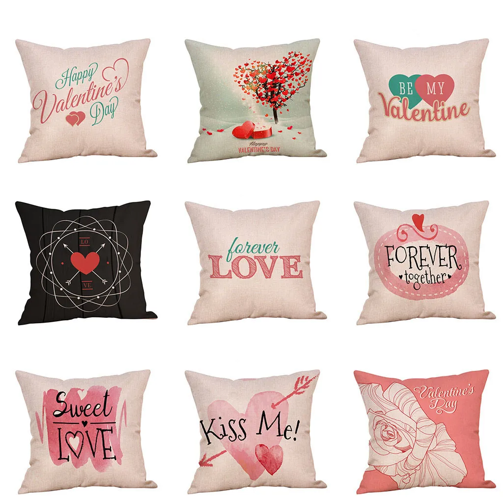 

Colorful Valentine's Day cushion cover Throw PillowCase Sweet Love Square Cushion Cover housse de coussin decorative pillows