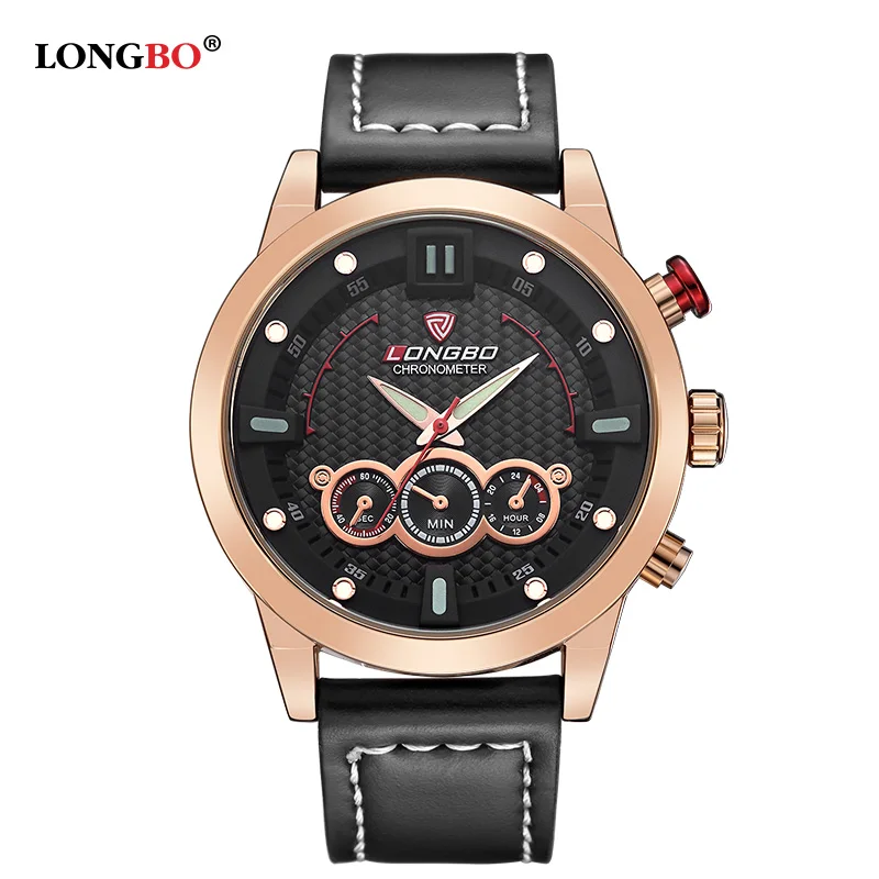 LONGBO Luxury Brand Men Genuine Leather Watch 2016 Men s Casual Military Sports Waterproof Wristwatch Relogio